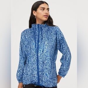 Adidas NEO Blue White Animal Print Wind Breaker Zipper Jacket